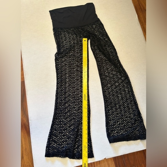 Bongo black swimwear cover up pants w/ thick elastic foldable waistband Sz-M. L2 - Picture 9 of 10